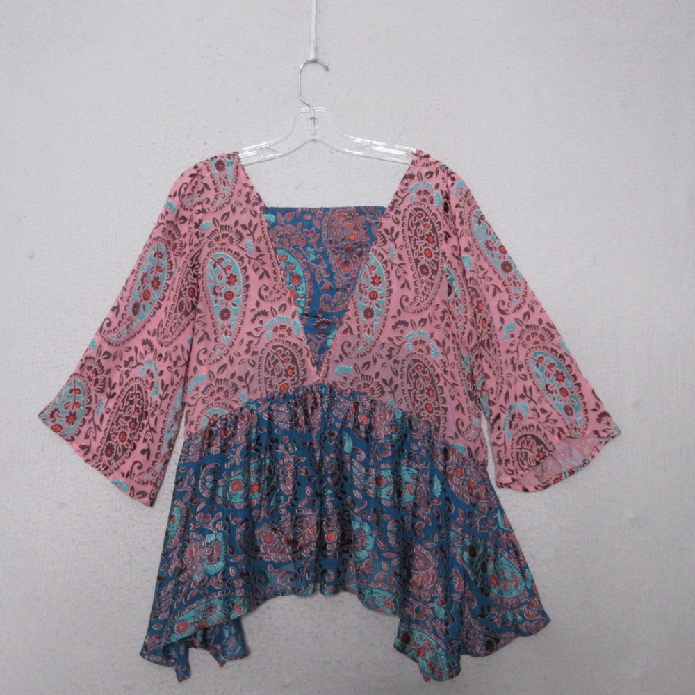 Anthropologie Floreat Top Small Valo Velvet Silk Burnout Romantic Coquette Flowy - Picture 2 of 9